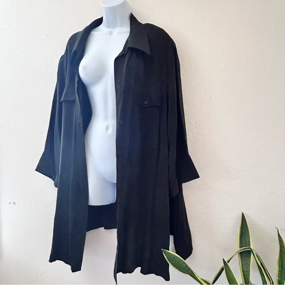 ULLA POPKEN Cupro Swing Button Down Tunic Top Blouse Size 30 - Picture 7 of 13